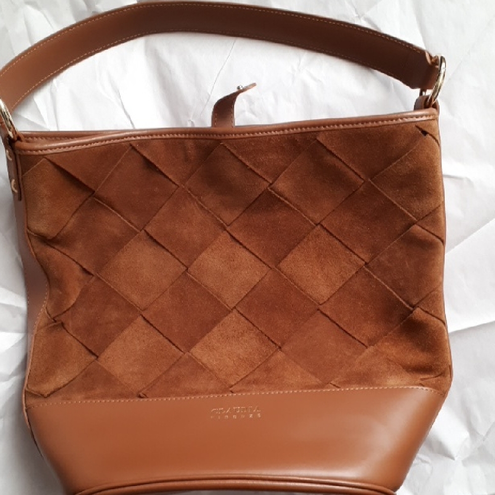 Claudia Firenze Italian Woven Suede Bucket Shoulder Bag